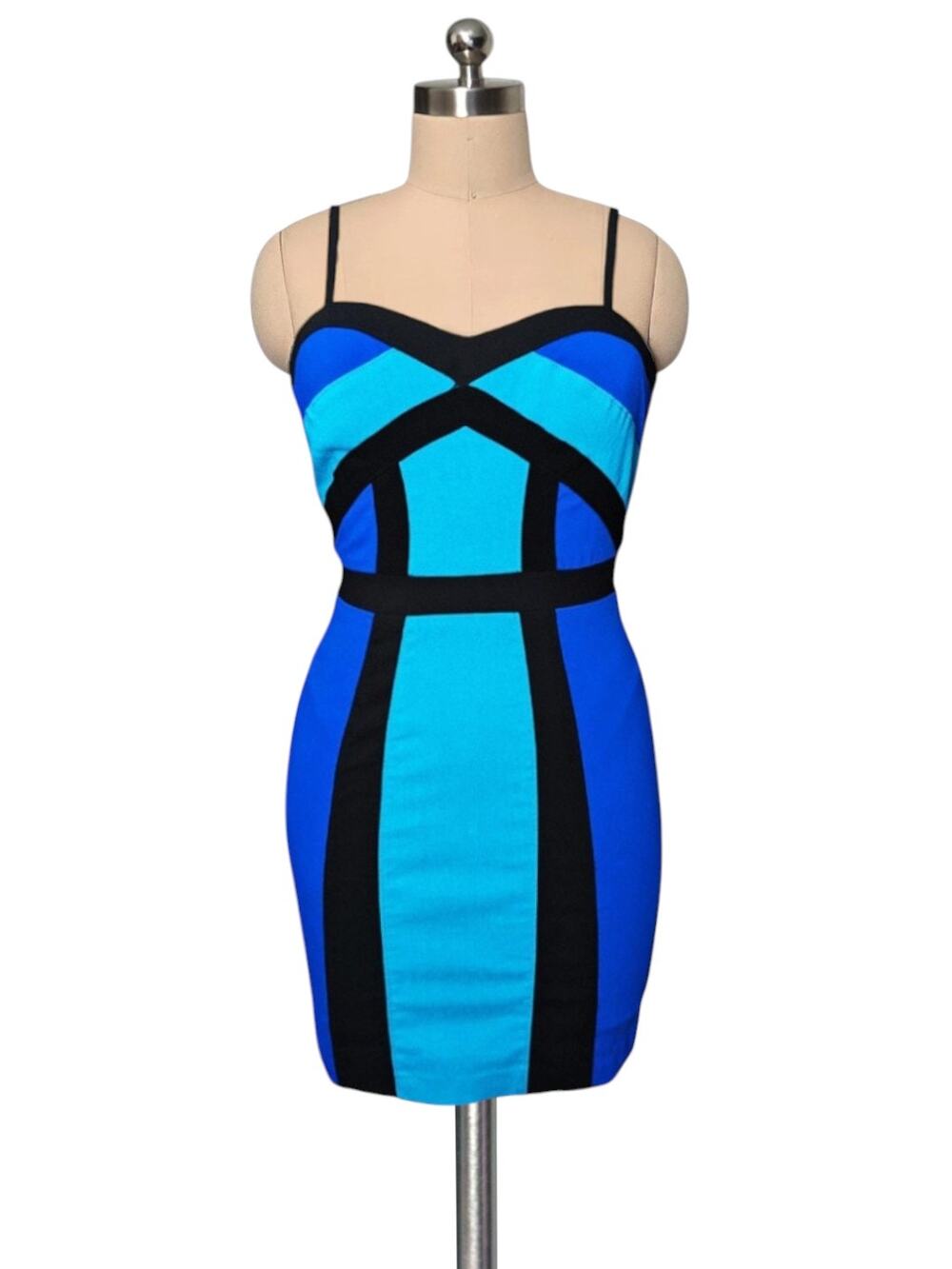 XOXO 2000'S Y2K 90'S BODYCON ZIP BACK GEOMETRIC DRESS 1/2